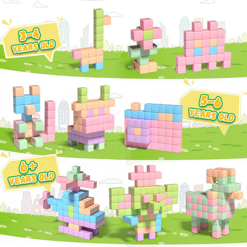 Styleeasy 30PCS 3 4 5 6 Magnetic Blocks, Waterproof Building Blocks, Macaron Colors Cubes, Preschool Classroom Must