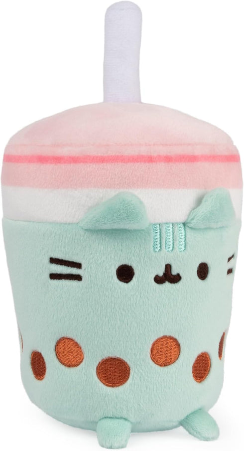 GUND Pusheen Boba Tea Cup Plush Cat Stuffed Animal - Ages 8 and Up, Green/Pink, 6”