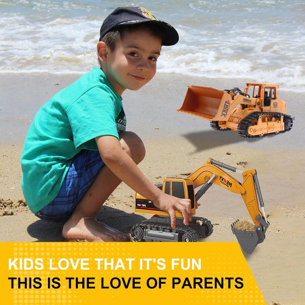 Construction Excavator Toy - Remote Control Hydraulic Digger Truck for Kids 6-9 Years Old