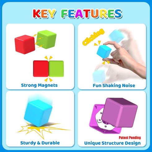 Magnetic Building Blocks, 1.65 inch Large Stacking Cubes for Toddlers, Montessori Toys (36 PCS)