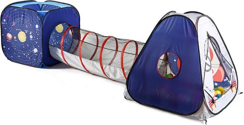 UTEX 3pc Space Astronaut Pop Up Play Tents with Tunnels - Indoor/Outdoor Playhouse for Kids, Boys, Girls