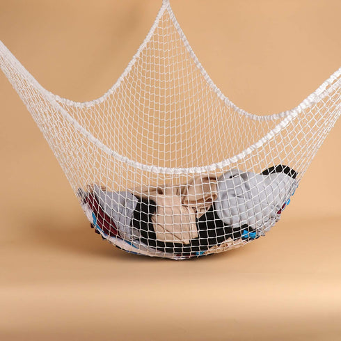 Stuffed Animal Hammock, Toy Storage Net, LXUNYI Jumbo Wall Corner Organizer for Kids' Stuffed Animals (White)