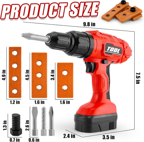 PANPAPA SetToy Set 3 3-5 Electric Power Kids Drill and Screw Drill Include Interchange dirll bits with Realistic Sound