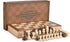 AMEROUS 15 Inches Wooden Chess & Checkers Set with Upgraded Weighted Pieces, 2 Extra Queens, Storage Slots