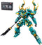 CSNRHG Green Dargon Samurai mech Robot with Long Spear Model Building Blocks Toy