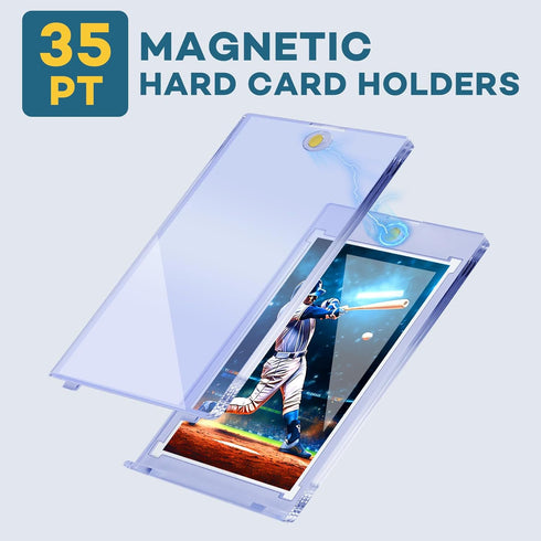 64ct 35pt ZENOWICK Magnetic Card Holders, One Touch Card Holder, U-V Protection Hard Plastic Case for Trading Cards