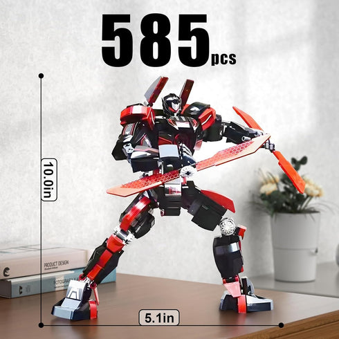 Wanderer Mech Building Blocks Set for Adults - Dark Robot Model Kit with 2 Multiple Weapons, 585 Pcs