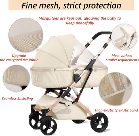 LABRUSID 2 Pack Universal Mosquito Net for Strollers - Breathable Insect Netting Protection for Babies, Fine Mesh Bug