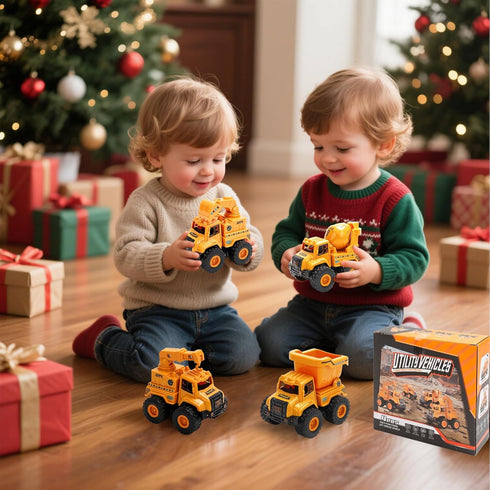 Lovinkiki 1-3, Set Bulldozer, 2 3 4 5 Construction Truck Toys for Toddlers Push and Go Toy Vehicles with Mixer, Dump