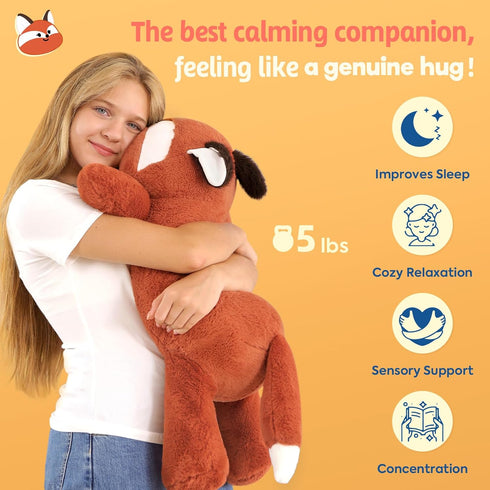 25.6 inch 5 lbs PEACH CAT Fox Weighted Stuffed Animals Large Weighted Plush Soft Plushies Toys Body Pillow Gifts