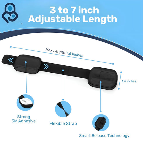3M 24 Adhesive Child Safety Strap Locks by Baby Proof Me, Baby Latches for Cabinets, Dishwashers, Fridges, Ovens
