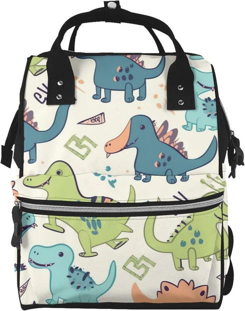 QSMJKLD Cute dinosaur Diaper Bag with Changing Pad, Pacifier Holder - Multifunction Travel
