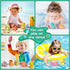 9 Pack 2-4 AMCHSURI Mold Free Bath Toys, Dinosaur |Cute, Not Hold Water Design | Soft, Squeezable & Float on Water |