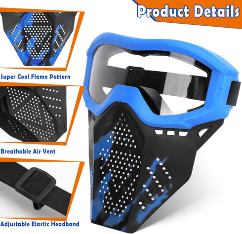 POKONBOY 2 Pack Tactical Mask with Goggles Compatible with Nerf Rival, Apollo, Zeus, Khaos, Atlas, & Artemis Blasters
