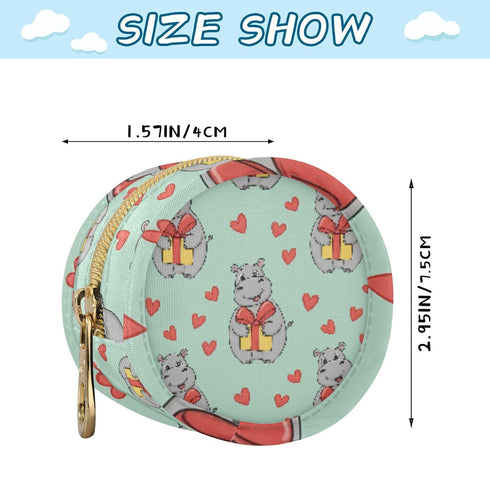 PYBUG Hippos Round Pacifier Storage Case, Polyester & TPU Lined with Hook Buckle, Pacifier Container Box for Baby