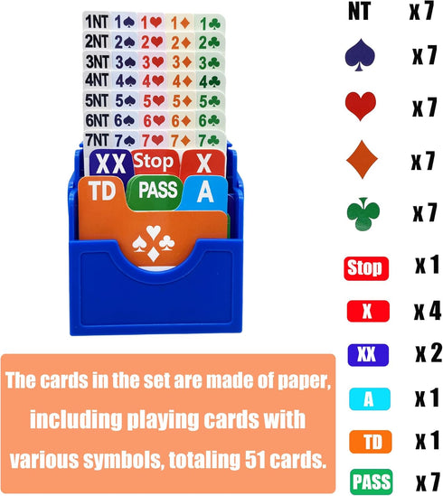 Bridge Boxes with Plastic Cards, Premium Bridge Bidding Boxes, Blue (Set of 4)