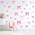 12 7.9 11.8 Inch Whaline Sheets Trendy Pink Bow Wall Stickers Light Pink Bow Knot Wall Decals Watercolor Room Mural