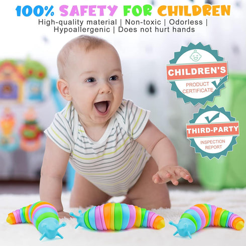 Cevioce Sensory Slug Fidget Toys, 1Pc Cute Autism Sensory Toy for Kids & Adults, Travel Toys for 1+ Year Old (Rainbow)