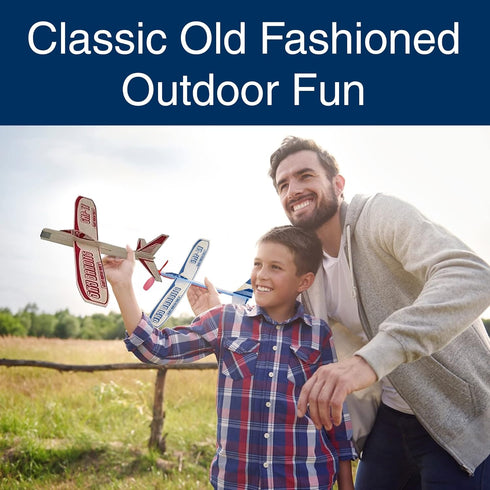 Balsa Wood Airplane Kits - Set of 4 Wooden Airplane Toys, 2 Rubberband Powered and 2 Glider Planes