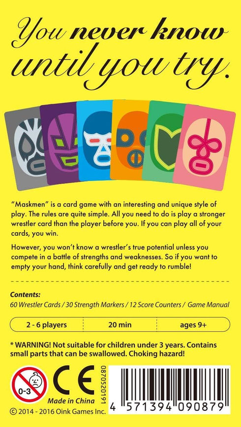 26 9+ 20-Minute Oink Games Maskmen Strategic Shedding Card Game | Players | Ages | Portable Game