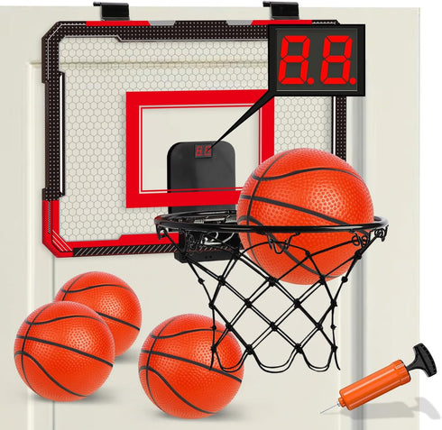 TOY Life Basketball Hoop Indoor, Over The Door Basketball Hoop for Kids with 4 Balls