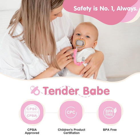 Clip,6 Pack TenderBabe Pacifier Pacifier Holder Clip with Adorable Frill Design,Soft Flexible Binky Clips for Baby Girl