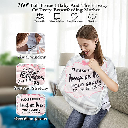 Metplus No Touch Sign Car Seat Cover for Babies, Mom Nursing Covers Breastfeeding Scarf, Multi Use Infant Carseat
