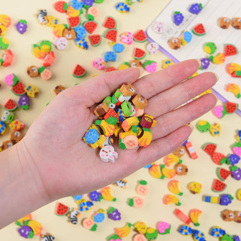 300 Pcs Mini Erasers for Kids Bulk, Tiny Animal Fruit Erasers