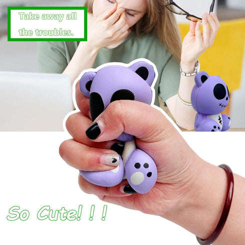 Horror Voodoo Bear Squishies Toy Cute Dolls Stress Relief Slow Rising Soft Squeeze Toys for Kids Halloween Christmas Thanksgiving Birthday Gift Collect,Purple