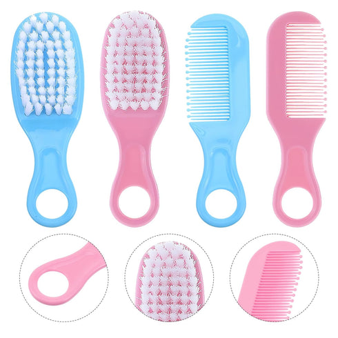 Set 2 Sets Comb and Brush for Newborns and Infants, Soft Bristle Massage Hairbrush with Comb, Gentle Scalp Care Nursery