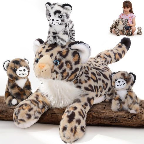 Kid,18'' Mommy MorisMos Cheetah Stuffed Animal with Babies for Girl Large Cheetah with Cub Plushies,Mama and Baby