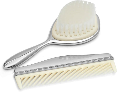Set Silver-Plated Baby Brush and Comb Elegant Keepsake Gift for Newborns, Christening, or Baby Shower