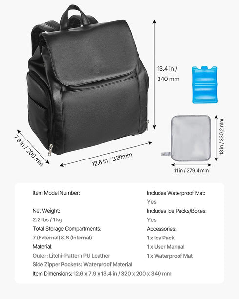 Generic Backpack, Pack, S1/S2, Breast Pump Breast Feeding Bag with Ice Fits for Pumping Accessories & Breastmilk