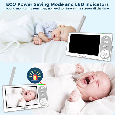 Baby Monitor with Camera and Audio, 4.3" IPS Split-Screen, 30-Hour Battery, Pan-Tilt-Zoom, No WiFi Required, Night