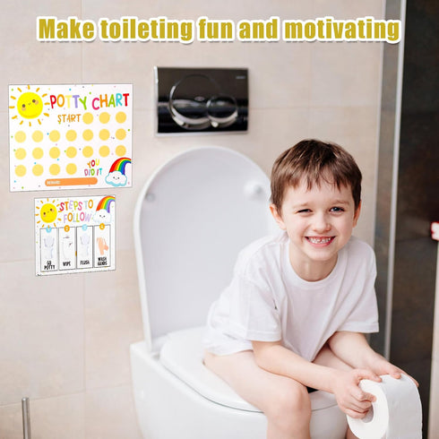 BOXOB Potty Training Chart with Reward Stickers, Potty Sticker Chart Cute Toilet Sticker Reward Chart for Toddlers Boys