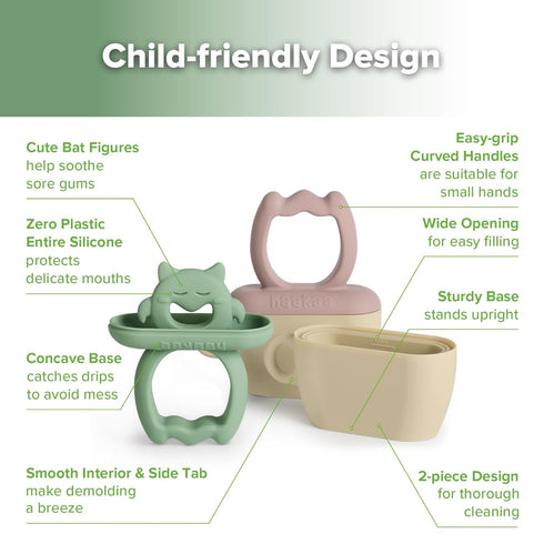 Haakaa Baby Feeder & Popsicle Molds - Blush & Pea Green