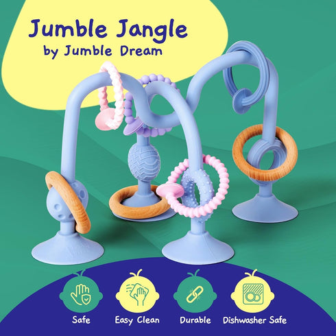 Jumble Jangle Baby Teething Toys BPA-Free, Multi Purpose High Chair Toys & Sensory Toys for Kids with Autism: Suction
