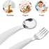VANRA 2 Pieces Toddler Fork and Spoon Set with Travel Case, 18/8 Stainless Steel Kids Silverware for Lunch Box (White)