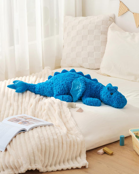 5Lbs 35.4", Weighted Stuffed Animal Blue Soft Dragon Plush Toy, Weighted Dragon Stuffed Animal for Kids and Adults