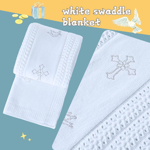 39X34 Booulfi Nursery Blankets Baby Blankets for Boys Girls Baby Receiving Blankets Cross Dove of Peace Embroidery