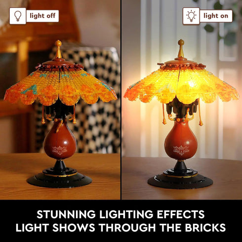 Ideas Table Lamp Mini Building Block Set, Creative Retro-Style Model for Home Décor