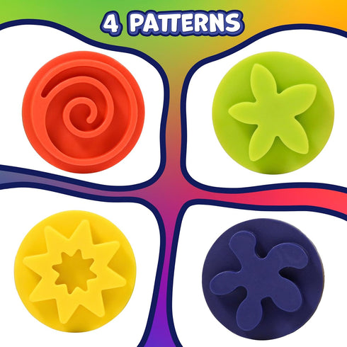 2 Set 4 Ready Learn Triangle Grip Stampers - Patterns - of - Playdough Accessories - Easy-Grip Art Supplies - Paint