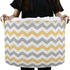visesunny Grey and Yellow Plaid Chevron Collapsible Basket Storage Bin with Durable Cotton Handles, Home Organizer for