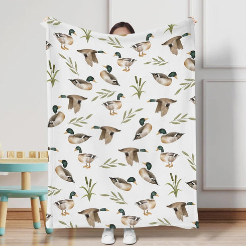 Vintage Mallard Duck Leaves Baby Blanket for Boy Girl Duck Hunting Flannel Soft Swaddle Blanket Wild Duck Receiving Blankets Warm Newborn Toddler Nursery Bed Crib Blanket Playmat Throw Blanket 30x40 by Hwmmbh