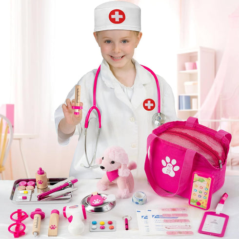 36 Playset 3-5 Doctor Kit for Girls, Pcs Veterinarian for Kids, Doctor Kit for Toddlers with Dog Toy & Real