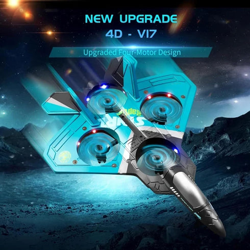V17 2.4GHz 2 360 (Blue+2pcs Rc Plane Jet Fighter Stunt Remote Control Airplane with Batteries,Rc fighter jet drone