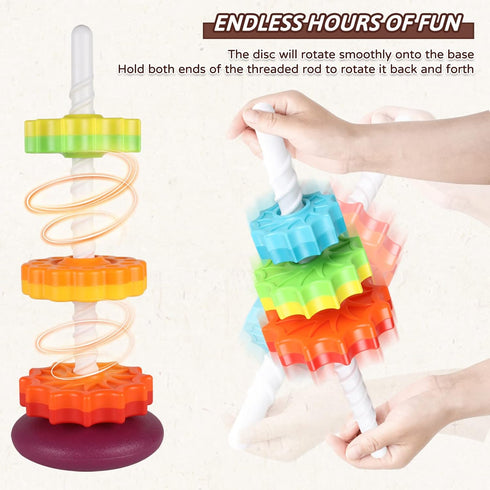 Spinning Toy, Rainbow Stacking Toys for Toddlers 1-3, Ring Stacker Baby Toys, Montessori Autism Sensory Toy