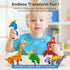 Toddler 5-in-1 Dinosaur Transforming Robot Toy, 5Pcs Easy DIY Assembly Function Combines into Mega Robot with Weapon