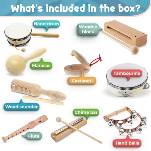 STOIE'S Wooden Musical Instruments for Kids Ages 5-9, Montessori Baby Musical Instruments for Toddlers 3-5
