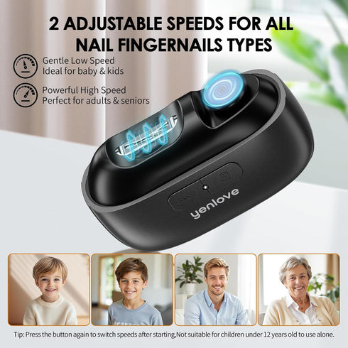 Trimmer 2 (3.3 inch) Electric Nail Clipper, Automatic Electric Nail with Light, Speeds,Magnetic Cover,Nail Scraps